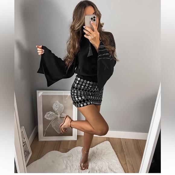 Zara rhinestone velvet skirt - Picture 14 of 16